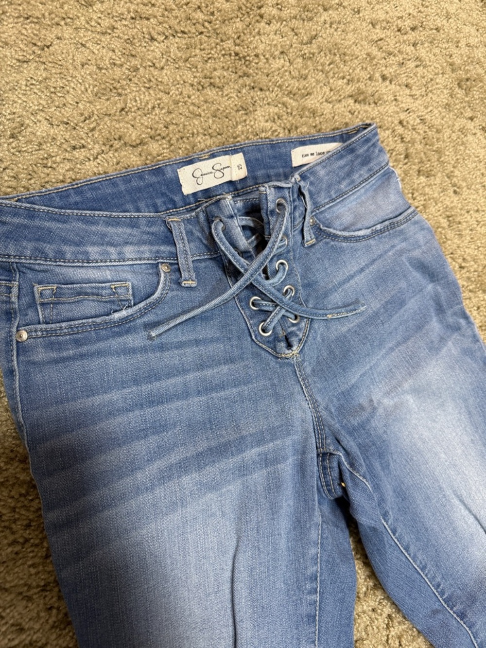 Jessica Simpson Light Blue Lace-Up Ankle Jeans